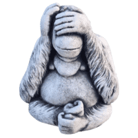 Betonnen tuinbeeld van een schamende orang-oetan 22 cm