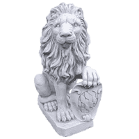 Royale betonnen leeuw met schild links 54 cm