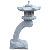 Sierlijke Japanse tuinlamp op gebogen paal van beton 118 cm