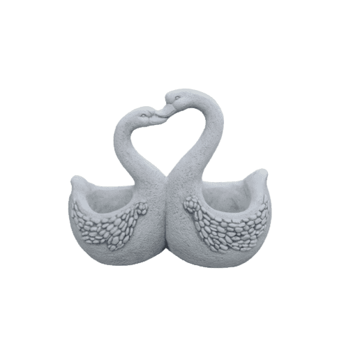 Romantische zwanen bloempot van beton 39 cm hoog