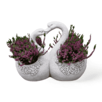 Romantische zwanen bloempot van beton 39 cm hoog