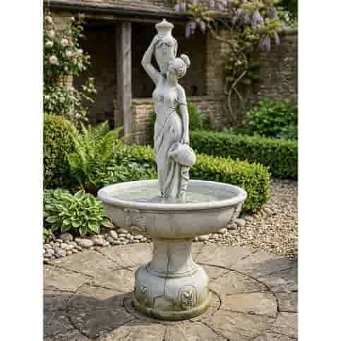 Luxe betonnen fontein Vrouw met waterkruiken 175 cm