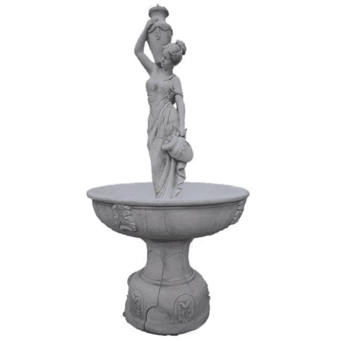 Luxe betonnen fontein Vrouw met waterkruiken 175 cm