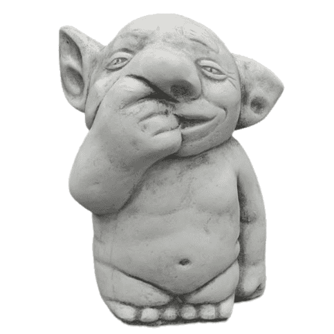 Betonnen trolbeeld met vinger in neus 22 cm