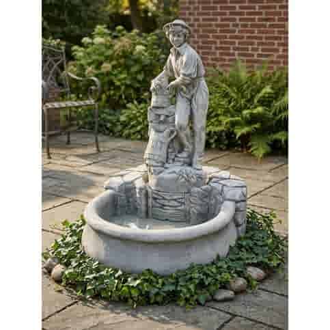 Man met kannen fontein - Tuinornament 130cm hoog