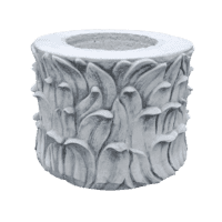 Decoratieve betonnen plantenbak met bladmotief - 45 cm diameter