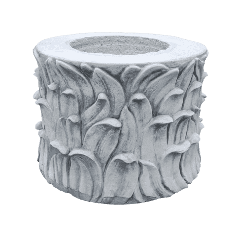 Decoratieve betonnen plantenbak met bladmotief - 45 cm diameter