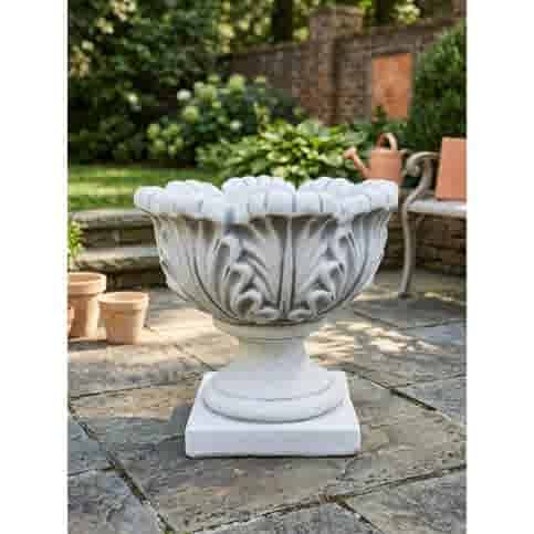 Decoratieve betonnen bloempot met bloemmotief 32x32 cm