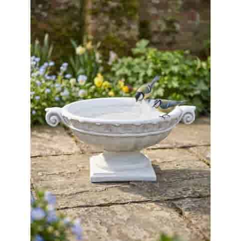 Kleine betonnen vogelbad met handvatten 23 cm