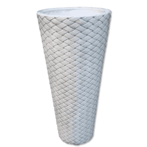 Gevlochten bloempot groot van beton 80 cm hoog