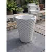 Betonnen bloempot met gevlochten structuur klein 34x29 cm