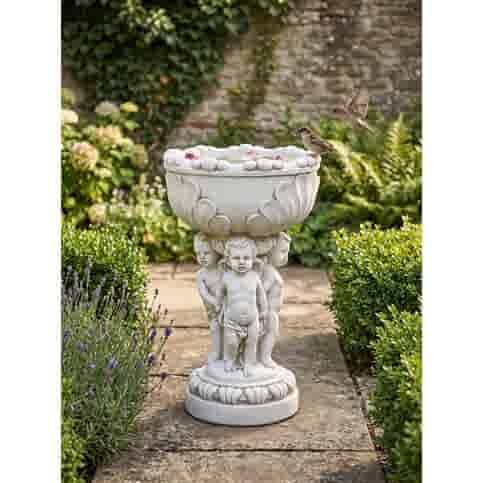 Decoratief vogelbad met cherubijnen 63 cm