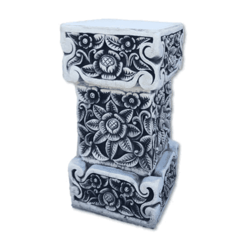 Betonnen sokkel met bloemmotief - Hoogte 60 cm