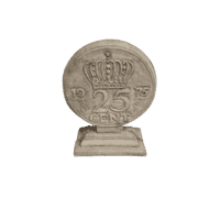 Betonnen kwartje beeld op voet H36 cm