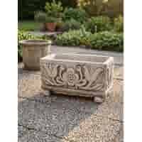 Decoratieve betonnen plantenbak met bloemenmotief 30 cm