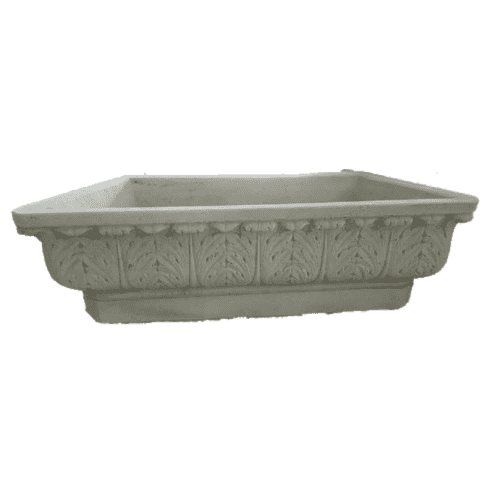 Luxe betonnen plantenbak met sierlijke bladmotieven 37 cm