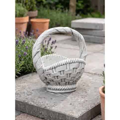 Klassieke betonnen bloempot met riet-uitstraling 45 cm