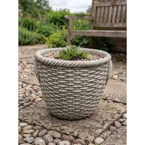 Gevlochten bloempot van beton 26 cm