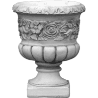 Betonnen bloempot met sierlijke bloemen 62 cm