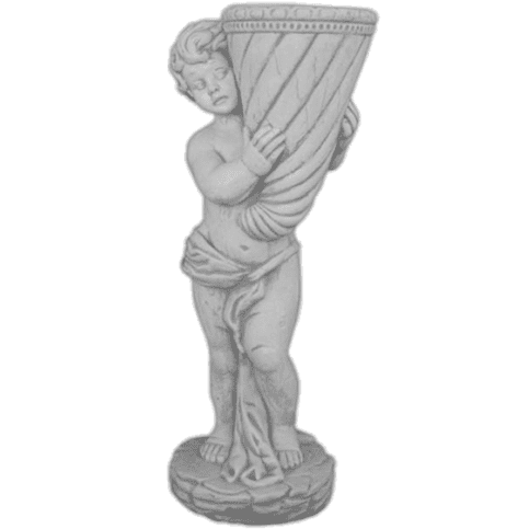 Sierlijke cherubijn met decoratieve vaas 70 cm