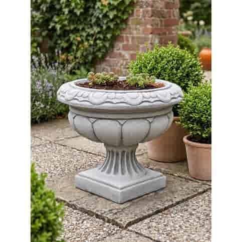 Antieke bloempot van beton 32 cm