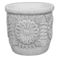 Betonnen bloempot met zonnebloemreliëf 43 cm