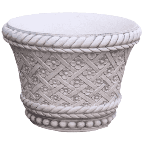 Betonnen bloempot met bloemen en touw-motief 45 cm