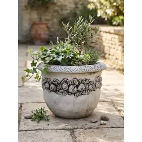 Betonnen bloempot met bloemenmotief 48 cm