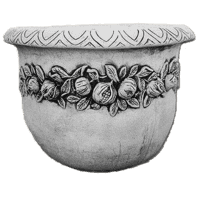 Betonnen bloempot met bloemenmotief 48 cm