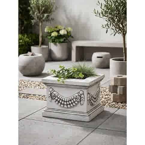 Klassieke steensculptuur plantenbak rond 27 cm