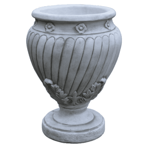 Antieke betonnen bloempot met bloemmotief 60 cm