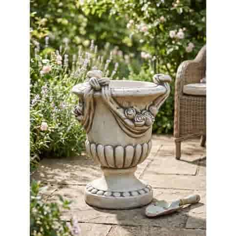Betonnen bloempot met bloemmotief 51 cm