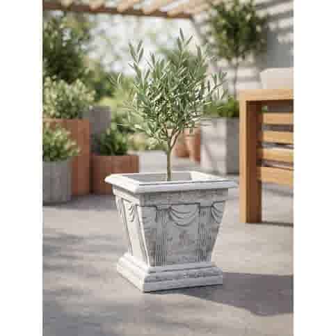 Klassieke plantenbak met decoratieve zuilen van beton 30 cm