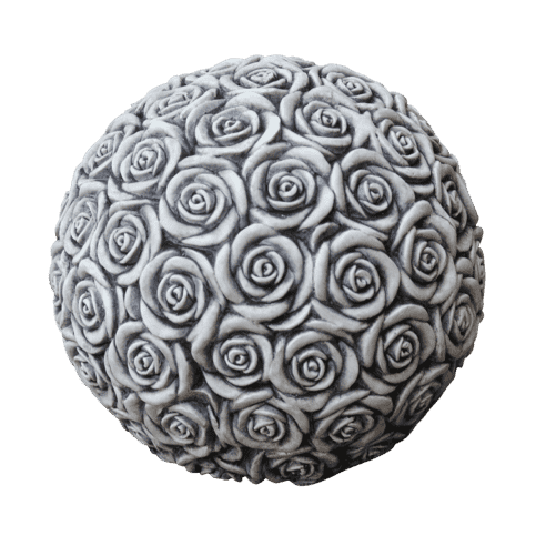 Decoratieve betonnen bal met rozenreliëf H20 cm