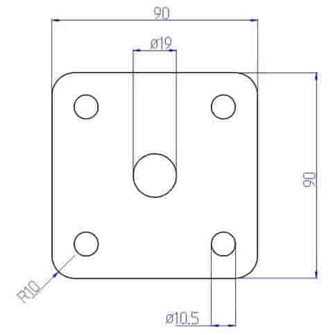 Paaldragers 9x9 cm met gat M16