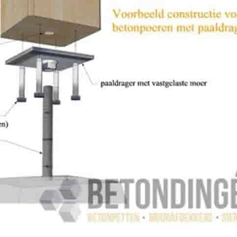 Betonpoer 18x18 en 45 cm hoog grijs M16