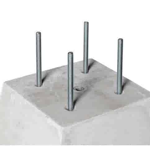 Betonpoer 25x25 en 70 cm hoog grijs M16 of M12