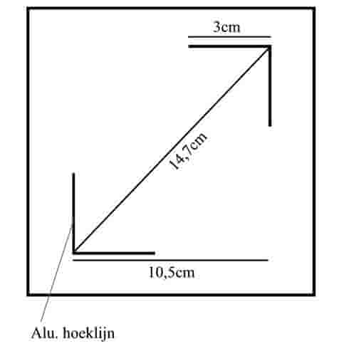 Betonpoer 18x18 en 30 cm hoog met alu. hoeklijn en HWA