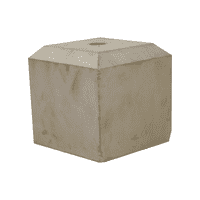 Sokkel / Betonpoer 20x20 en 20 cm hoog grijs met gat 3 cm en grote vellingkant