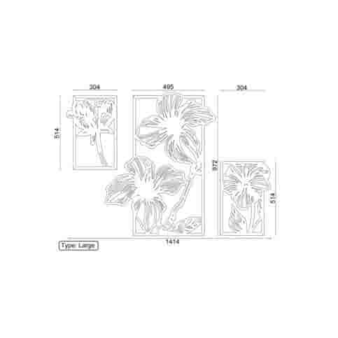 Cortenstaal wanddecoratie Flowers 3-delen