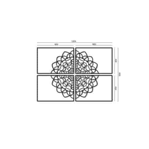 Cortenstaal wanddecoratie Mandala 4-delen