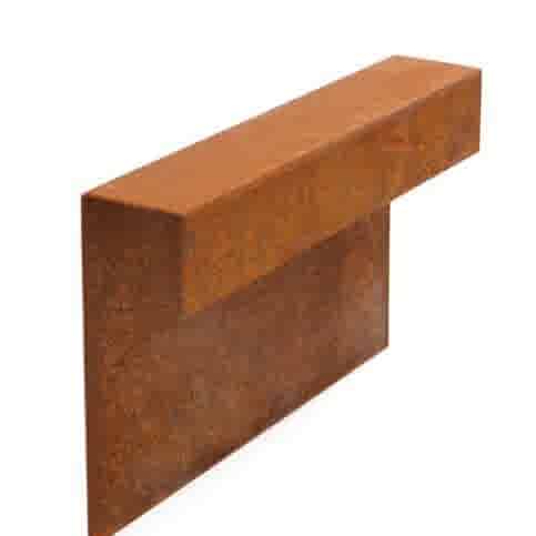 Cortenstaal afdekkap 200x6cm en 20cm hoog
