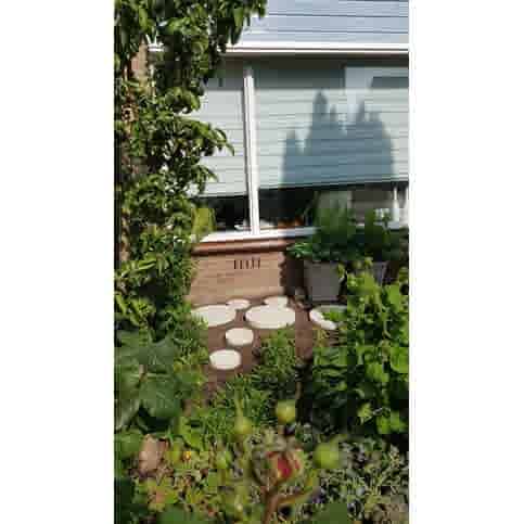 Ronde grijze staptegel 45 cm – Rustique Beton  met een natuurlijk geleefd karakter