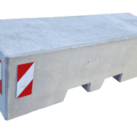 Afzetblok grijs beton met lepelgaten 156x50x50 cm met reflectorband