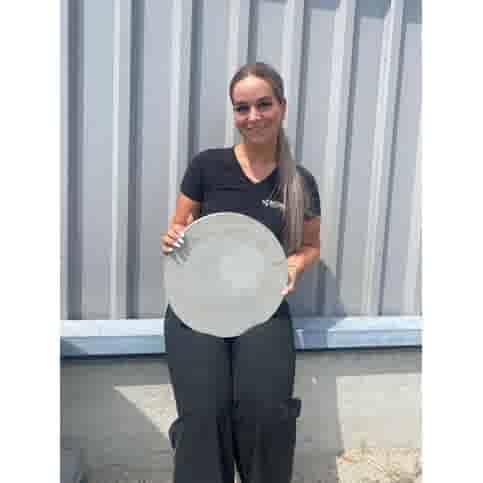 Ronde grijze staptegel 35 cm – Rustique Beton met een natuurlijk geleefd karakter