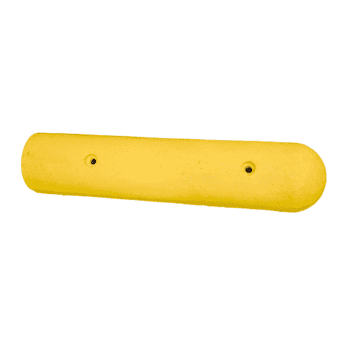 Varkensrug beton 1 kant rond en 1 kant recht geel met montage gaten