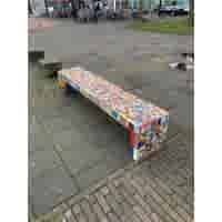 Tuinbank beton 220 cm wit/grijs