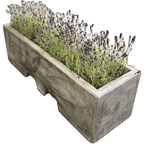 Afzetblok/bloembak antraciet beton met lepelgaten 156x50x50 cm