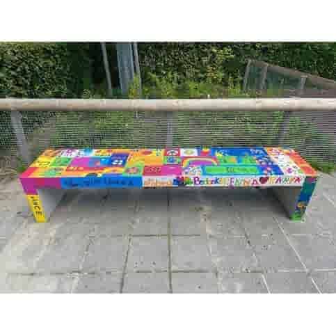 Tuinbank beton 220 cm wit/grijs