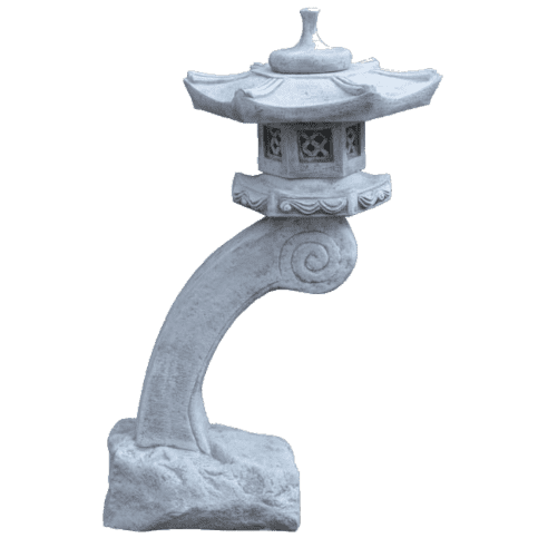 Sierlijke Japanse tuinlamp op gebogen paal van beton 118 cm